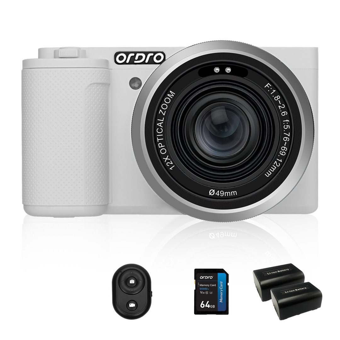 ORDRO G730 Spiegellose Kamera mit 5K-Videos, AF/MF, 12-facher optischer Zoom, 3.2" Vari-Winkel-Bilds
