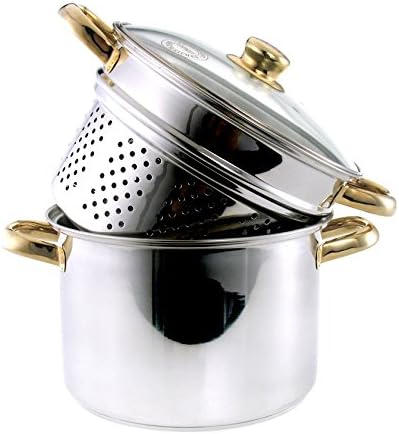 Kochtopf mit Dämpfeinsatz und Deckel - 24cm, Edelsthal. CHEF Silber, Silber