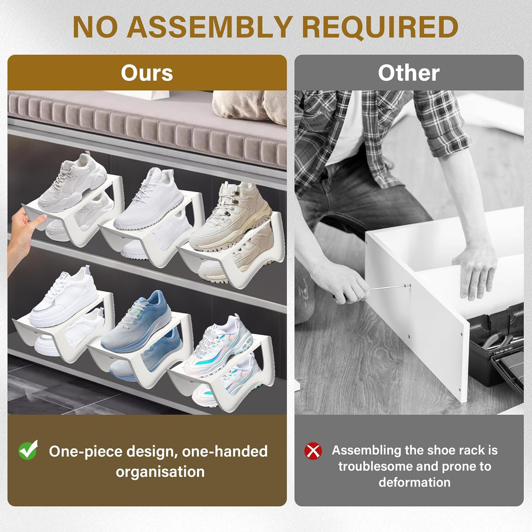 NAIZY Schuhstapler 10 Stück Schuhorganizer PP-Kunststoff Anti Rutsch Schuhregal Doppelschicht Stapel