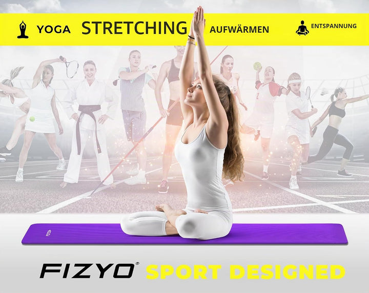 FIZYO Yogamatte 183x61x1 cm – Rutschfeste Fitness- &amp; Trainingsmatte aus NBR-Schaum – Gymnastikmatte