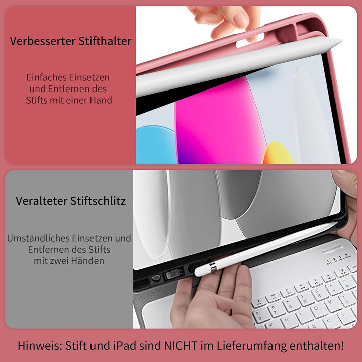 GKABXY Hülle mit Tastatur für iPad A16 11 Generation 2025/10 Generation 2022(11/10.9 Zoll), Soft TPU