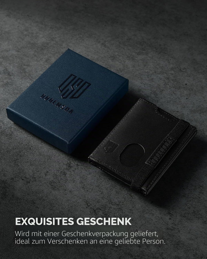DODENSHA Mini Geldbörse mit Münzfach und RFID-Schutz I Portmonee Herren I Kartenetui Geldbeutel Lede