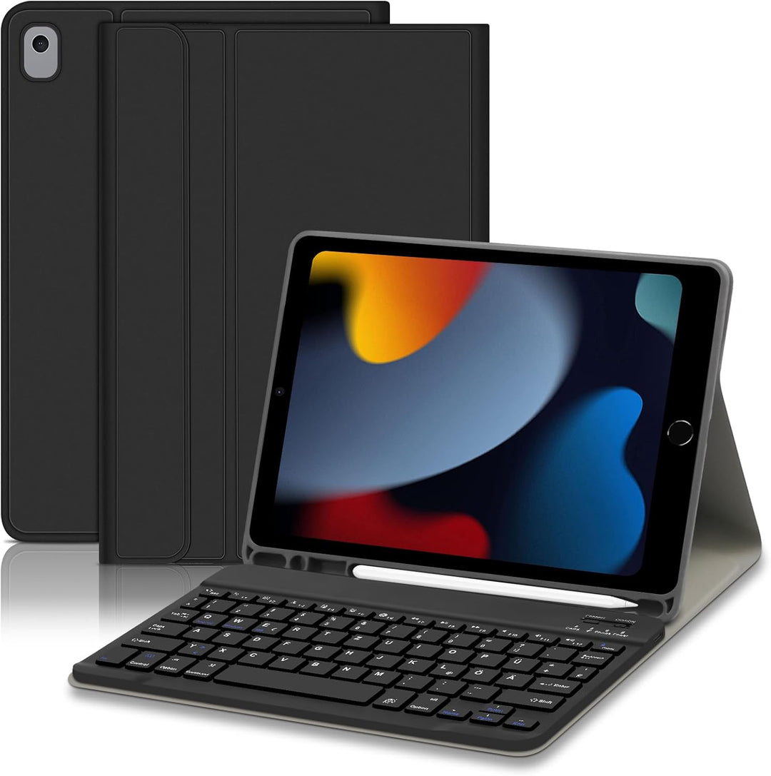 Tastatur Hülle für iPad 10.2 Zoll (9/8/ 7 Generation - 2021/2020/2019), Deutsches QWERTZ Tastatur Ma