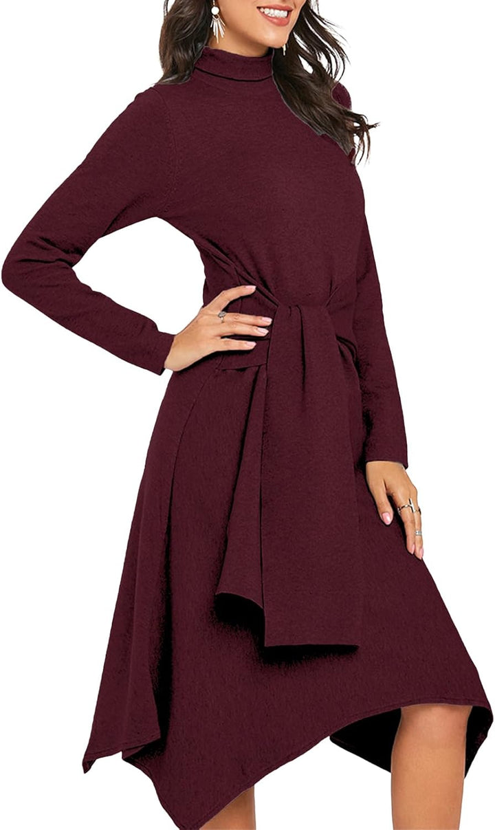 Damen Strickkleid Winter Kleid Herbst Damen Winterkleider Herbstkleid Midikleid Pulloverkleid Mit Ro