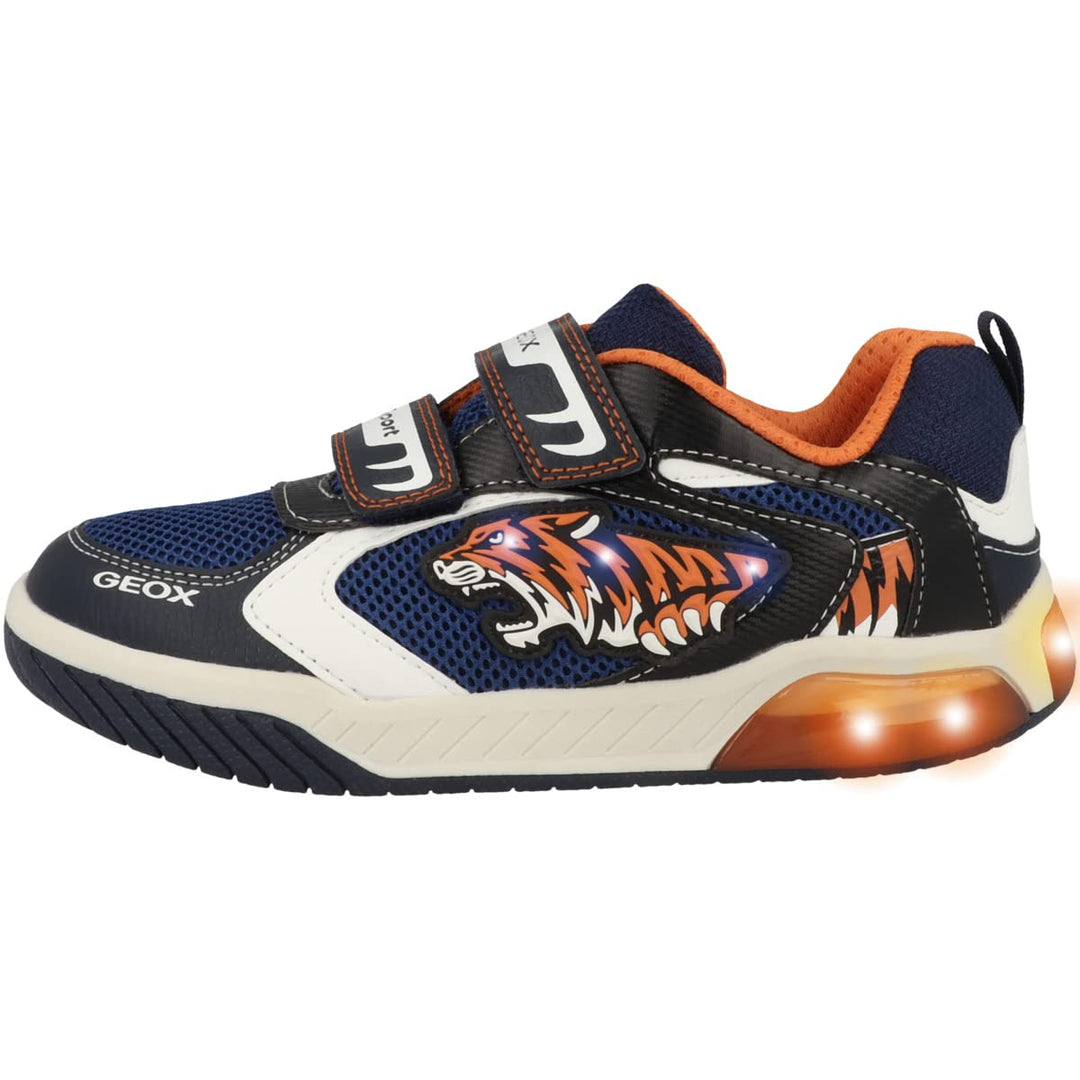 Geox Jungen J Inek Boy Sneaker 24 EU Navy Orange, 24 EU Navy Orange
