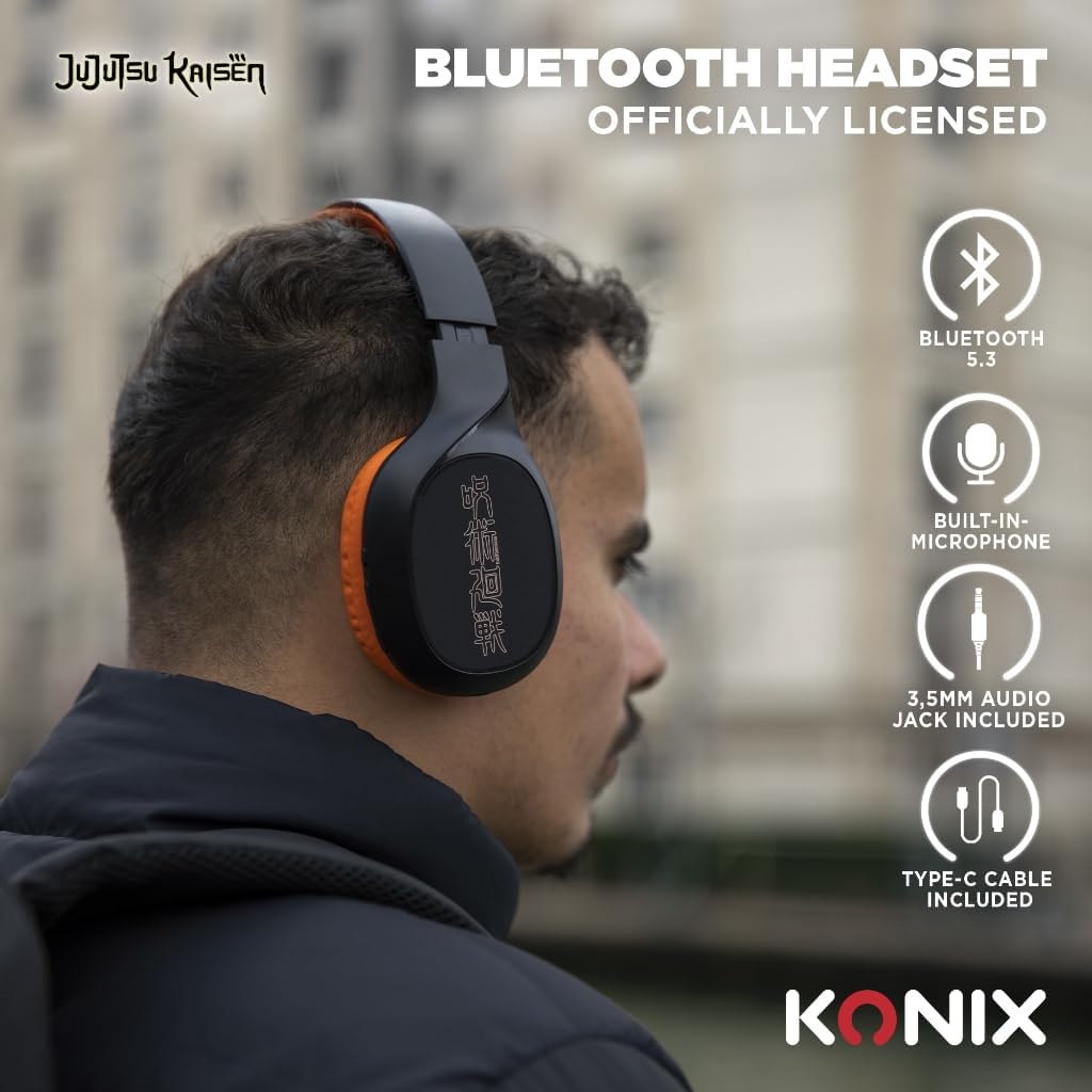 Konix Jujutsu Kaisen On-Ear-Kopfhörer kabellos Bluetooth 5.3 Smartphones und Tablets - 30 Std. Akkul