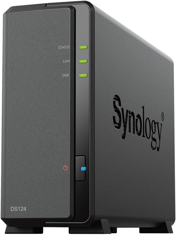 Synology DS124 1-Bay Diskstation NAS (Realtek RTD1619B 4-Core 1.7 GHz 1GB DDR4 RAM 1xRJ-45 1GbE LAN-