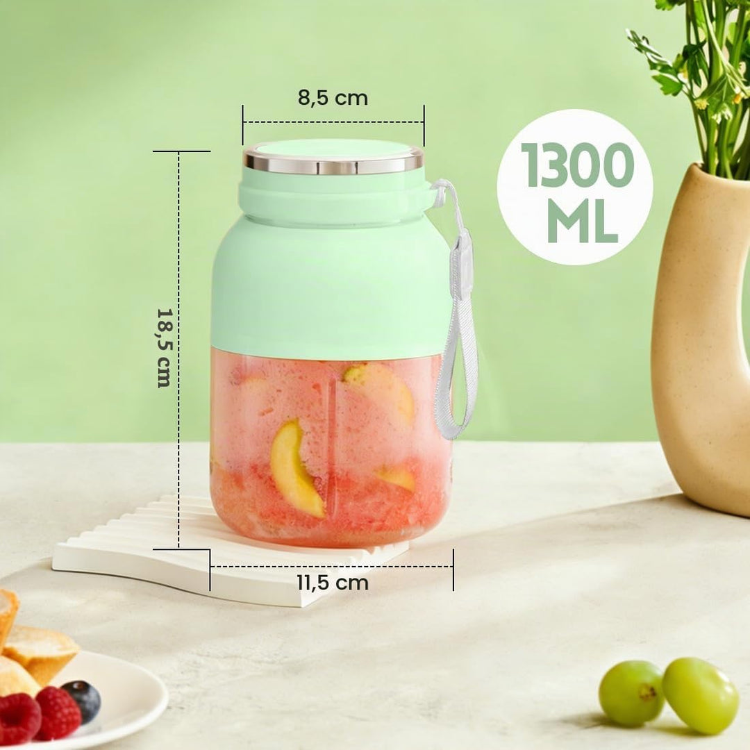Tragbarer Mixer, 1300 ml Fresh Juice Mixer Flasche, Smoothie Maker to Go, Blender Bottle mit Auslauf