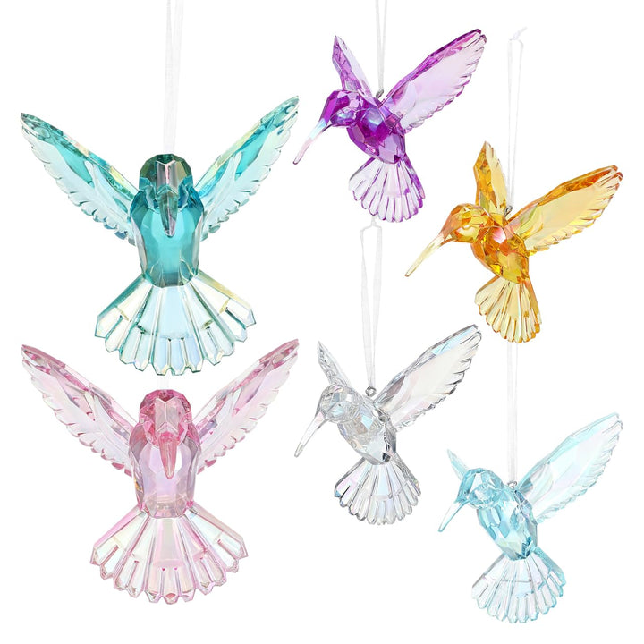 SEWACC 6 Stück Kristall-Vogel-Anhänger Kristall-Anhänger Weihnachtsdekorationen Klare Weihnachtsorna