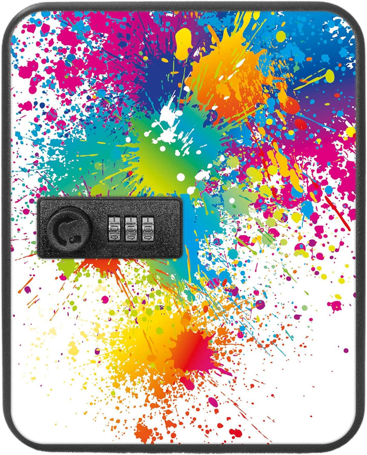 banjado® Burg-Wächter® abschliessbarer Schlüsselkasten mit Motiv Farbspritzer für 20 Schlüssel - Sch