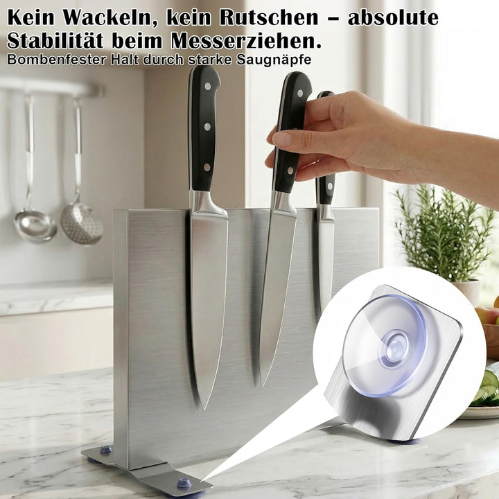 Messerblock Magnetisch ohne Messer, 30cm Magnetischer Messerblock aus 304 Edelstahl, Beidseitig Star