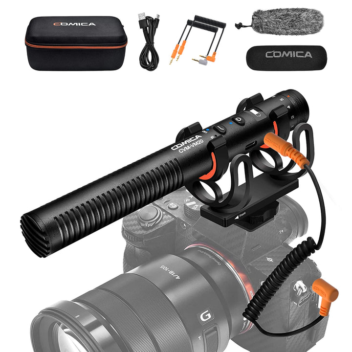 comica VM20 Kamera Mikrofon, Super-Kardioid Kondensor Shotgun Video Mikrofon mit OLED Power Display