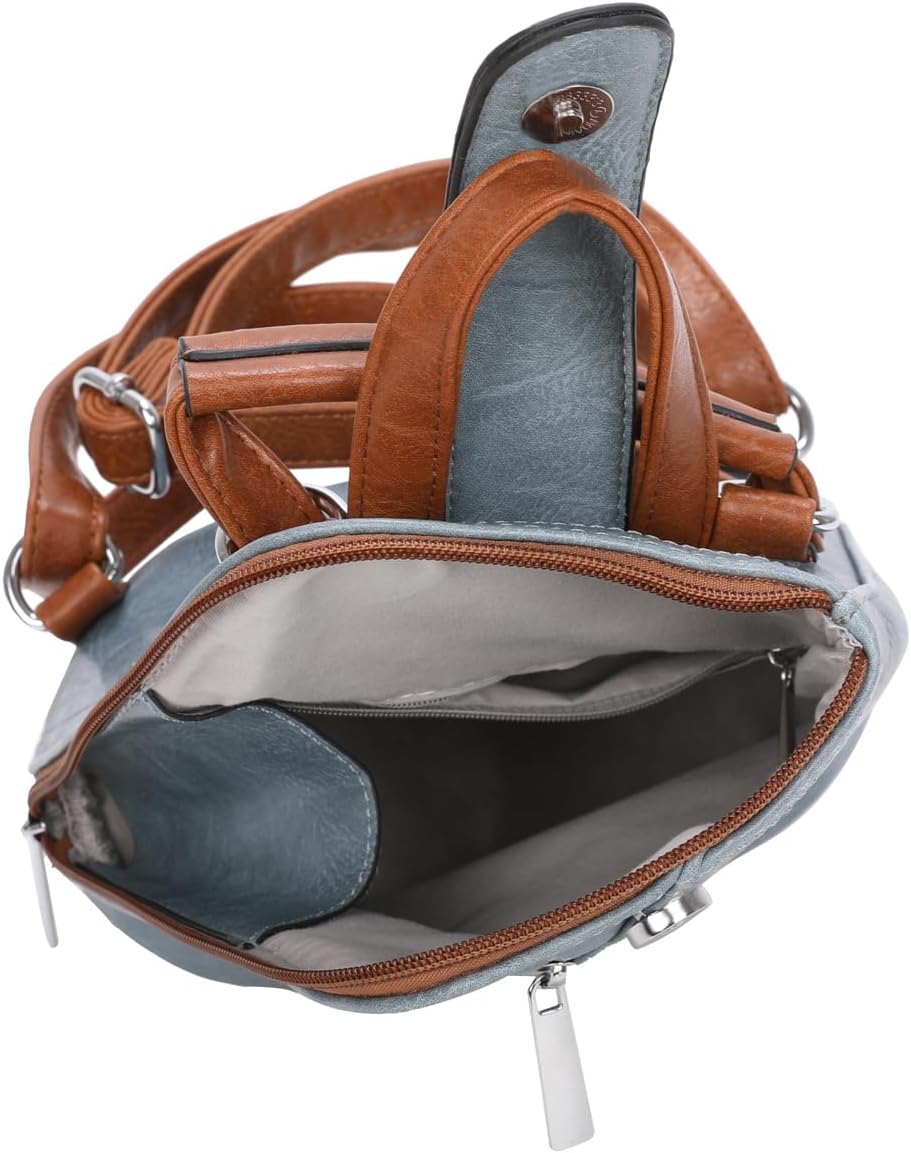 Damen Rucksack Schultertasche Umhängetasche BackPack Handtasche Crossover Crossbody Henkeltasche Rei