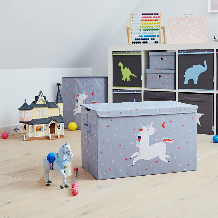 LOVE IT STORE IT Spielzeugtruhe mit Deckel - Aufbewahrungsbox gross aus Stoff - Verstärkt mit Holz -