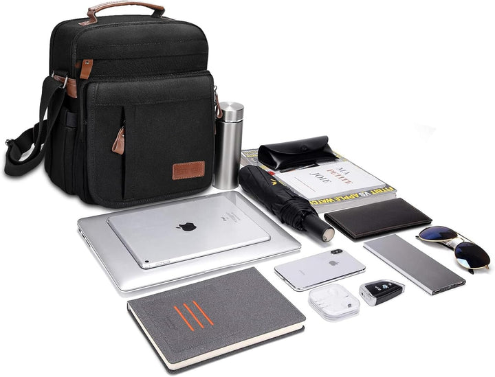 ESTARER Umhängetasche Herren Schultertasche 13 Zoll kleine Herrentasche Kuriertasche aus Canvas für