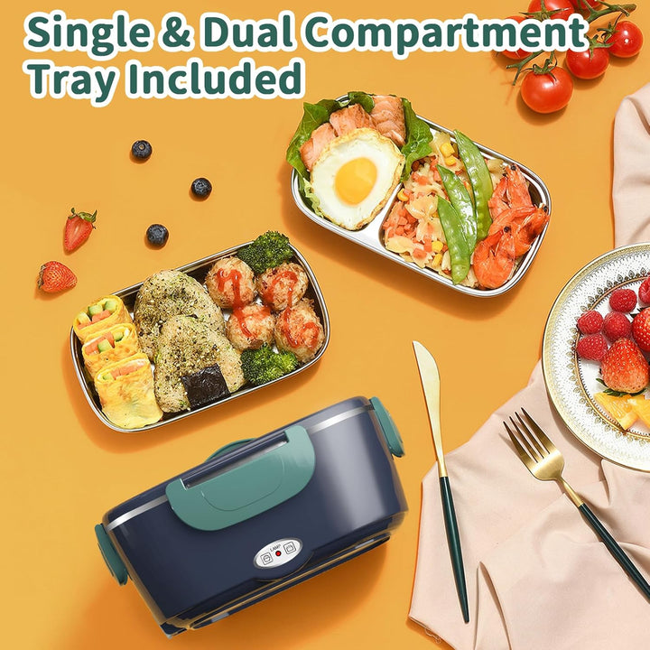 Elektrische Lunchbox 100W, 3-in-1 tragbare beheizte Lunchbox, Herausnehmbare Edelstahl-Brotdose, 12V
