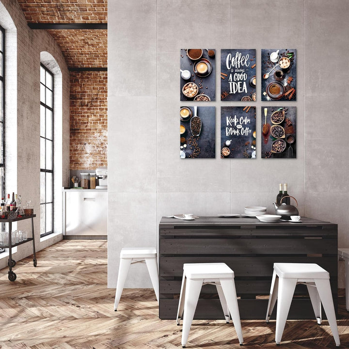 Novart Wandbilder Set - KOMPLETT AUFHÄNGFERTIG - Made in Germany - Moderne Bilder Kaffee Küche Coffe