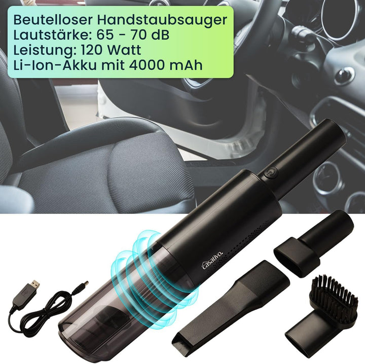 Moderner Profi Akku-Handstaubsauger mit HEPA-Filter, beutellos, Starke 6000 Pa, 120 W, USB für Zuhau