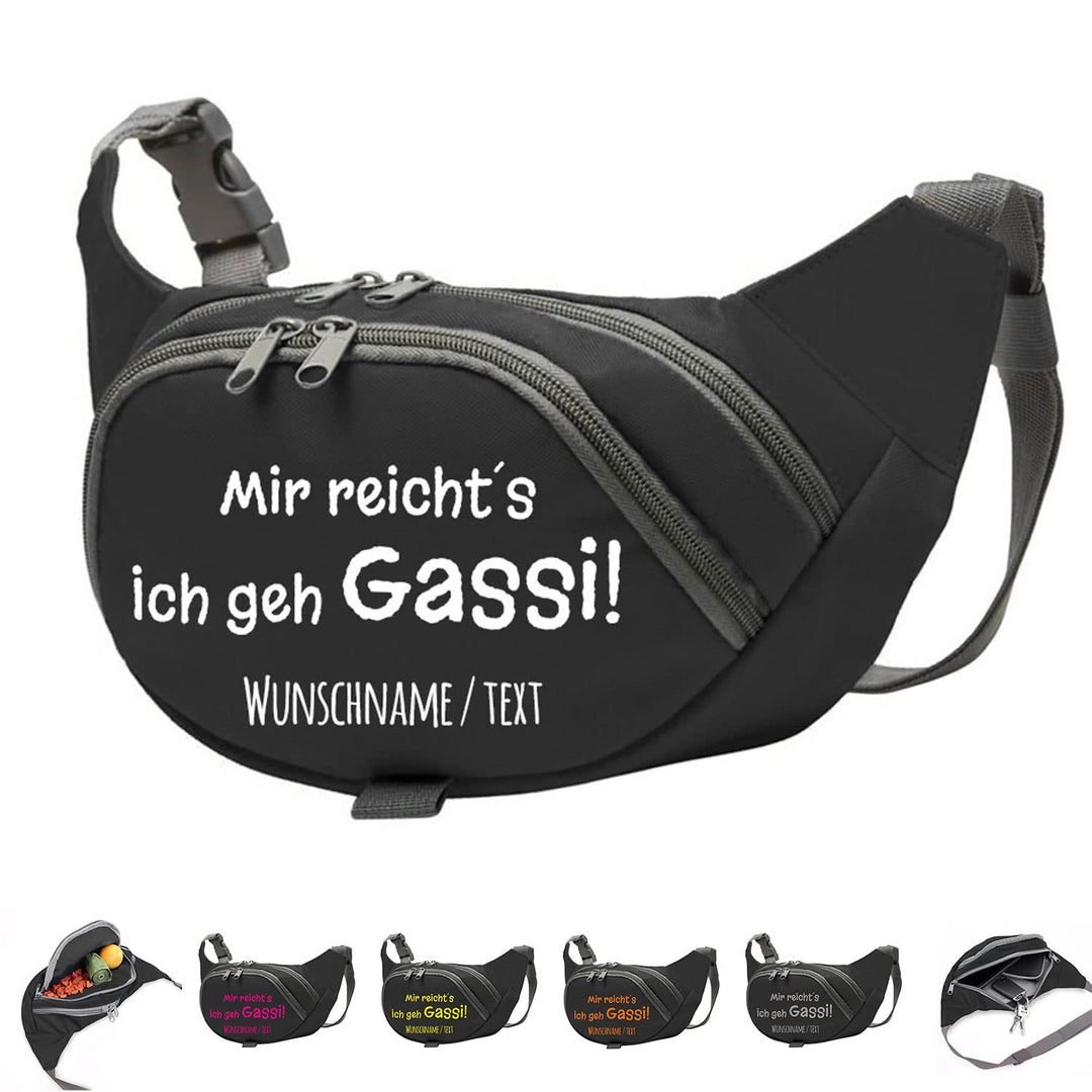 Mir reicht´s ich GEH Gassi Bauchtasche Leckerlietasche Gassitasche zum selbst gestalten mit Wunschna