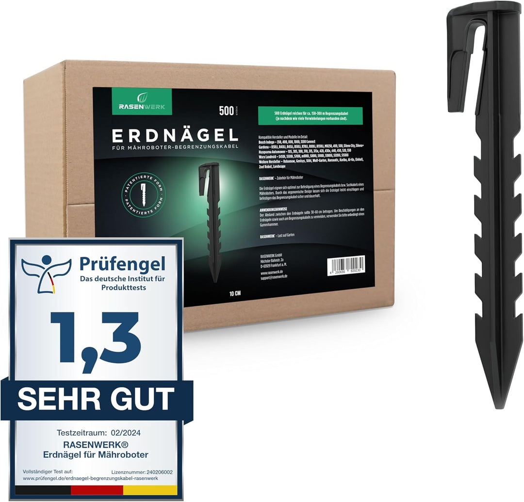 Erdnägel für Mähroboter Begrenzungskabel - 500 Stück - Erdanker mit patentierter Form - Erdspiesse f
