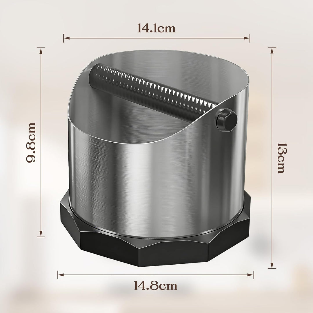 Abklopfbehälter für Siebträger aus Edelstahl, 1,6 L Professionelle Espresso Knock Box mit abnehmbare