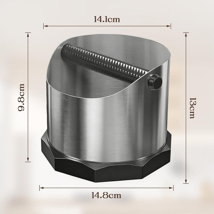 Abklopfbehälter für Siebträger aus Edelstahl, 1,6 L Professionelle Espresso Knock Box mit abnehmbare