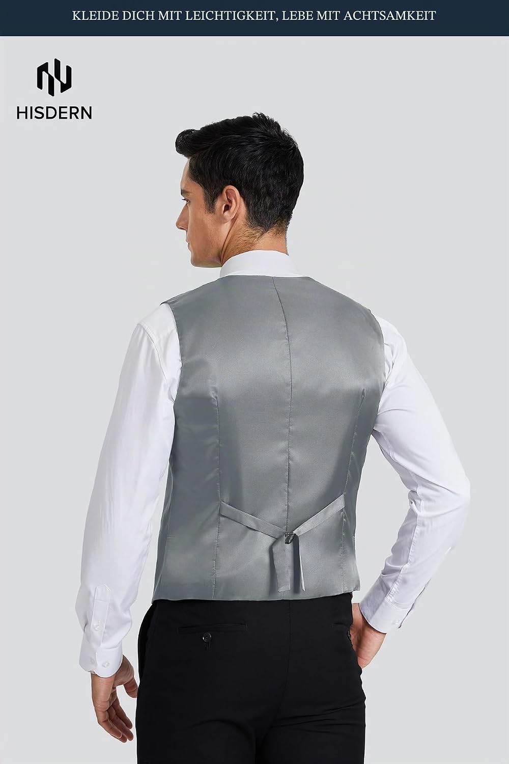 HISDERN Herren Formale Hochzeit Party Weste Baumwolle Einfarbig Weste XS Hellgrau, XS Hellgrau