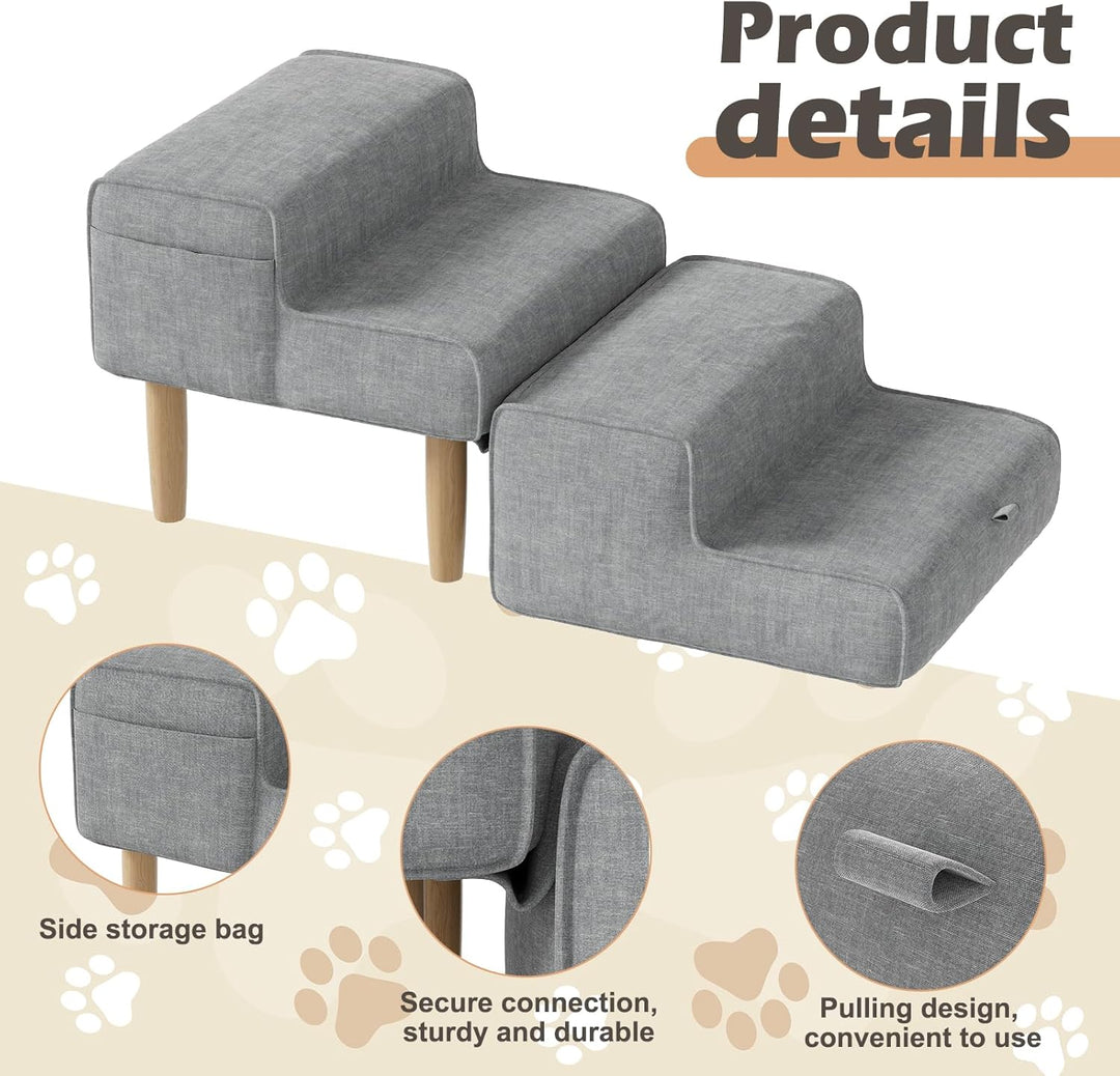 Hundetreppe,2-in-1 Haustiertreppe Klappbar Treppe Hund, Hundetreppe für Kleine & Grosse Hunde, Trepp