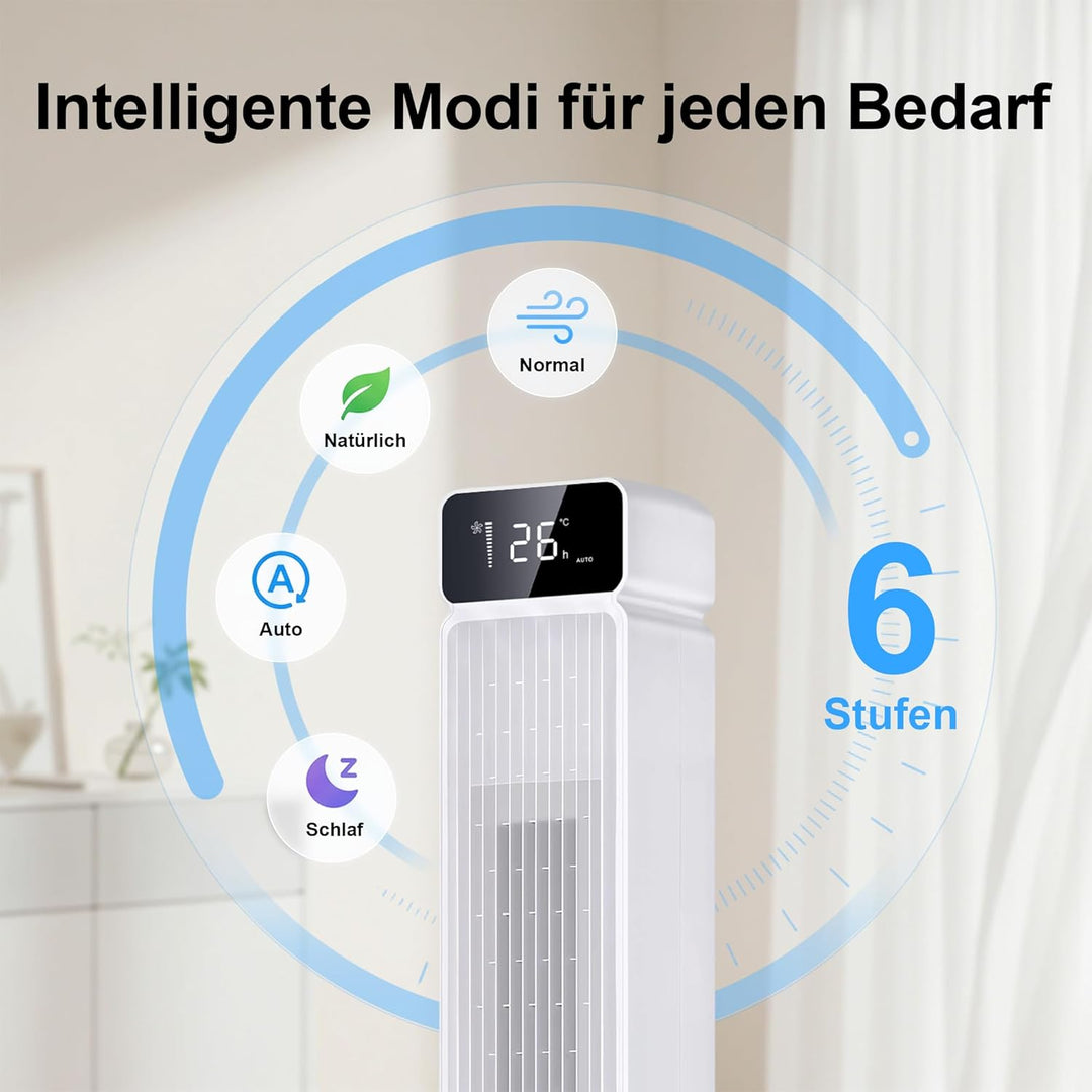 Ezify Turmventilator, 7,3 m/s Ventilator Grosser Luftdurchsatz, 30 dB Turmventilator Sehr Leise mit