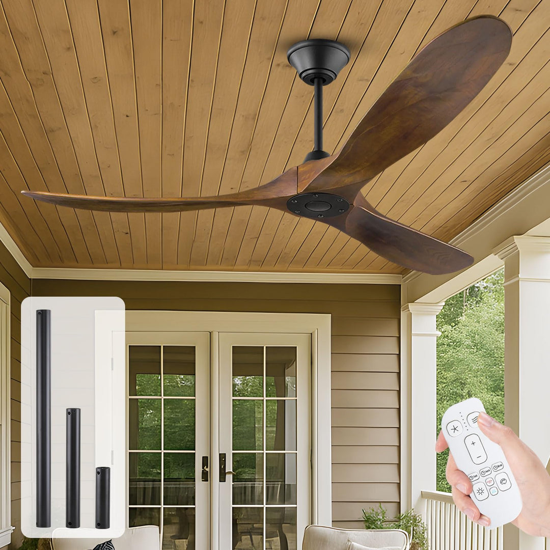 177cm Deckenventilator im Freien ohne Licht, Deckenventilator Leise mit Fernbedienung, Moderner Deck