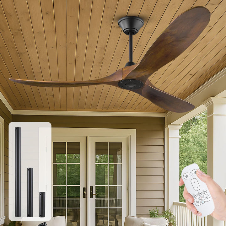 177cm Deckenventilator im Freien ohne Licht, Deckenventilator Leise mit Fernbedienung, Moderner Deck