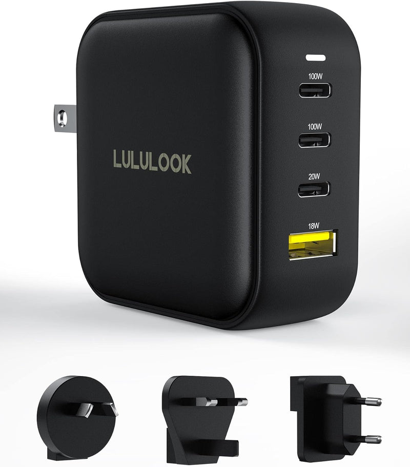 LULULOOK 100W USB C Ladegerät, USB C Netzteil 4 Ports GaN PD Schnellladegerät Universal Reisestecker