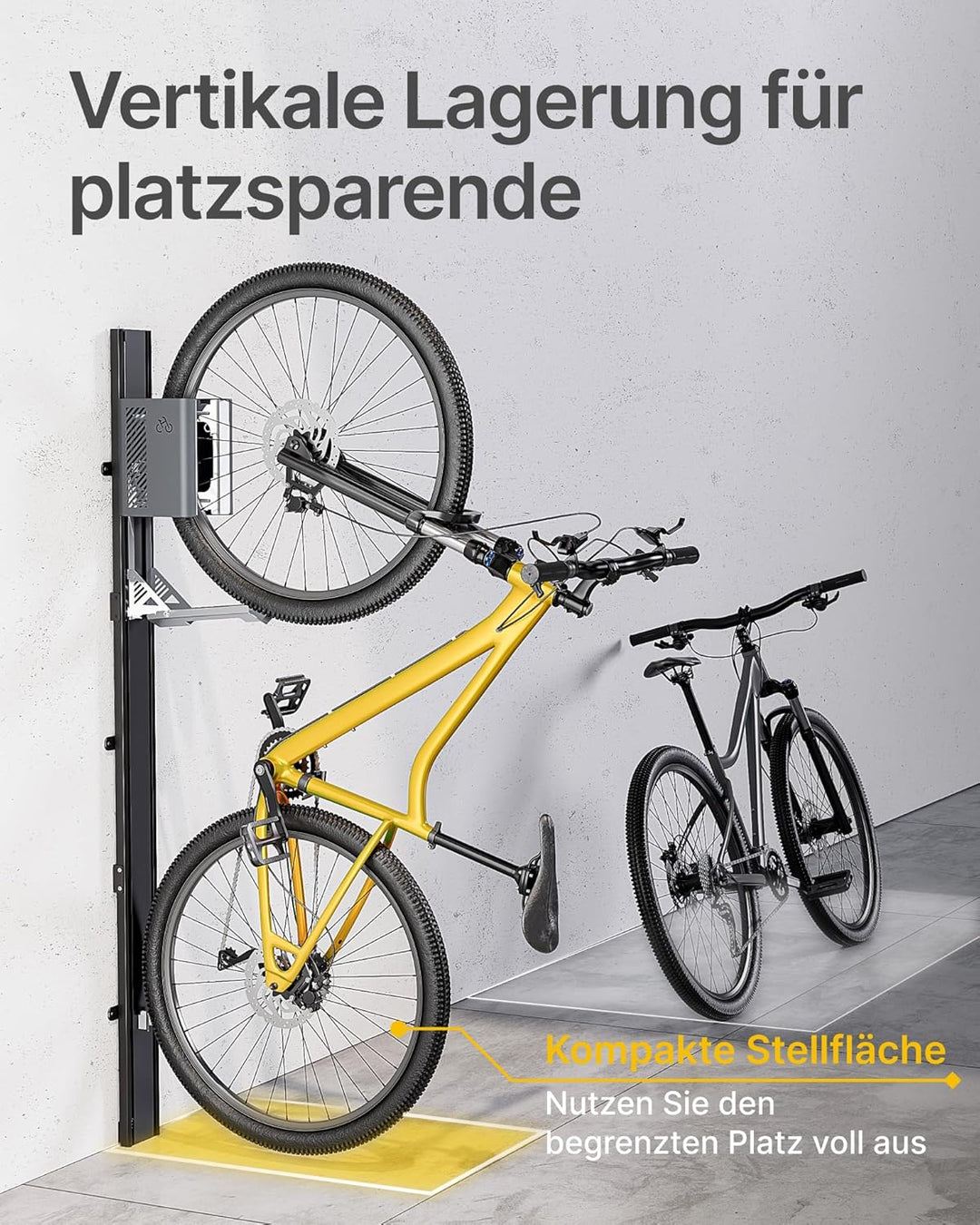 monTEK Automatischer Fahrradlift – Vertikaler Fahrradträger für schwere Fahrräder (bis 32 kg) – plat