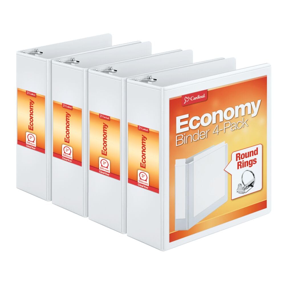 Cardinal Economy 3-Ringbuch, 7,6 cm, Präsentationsansicht, weiss, hält 625 Blatt, antihaftbeschichte