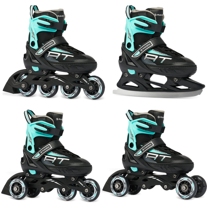 RAVEN Profession 4in1 Inlineskates Triskates Rollschuhe Schlittschuhe Inliner für Kinder und Erwachs