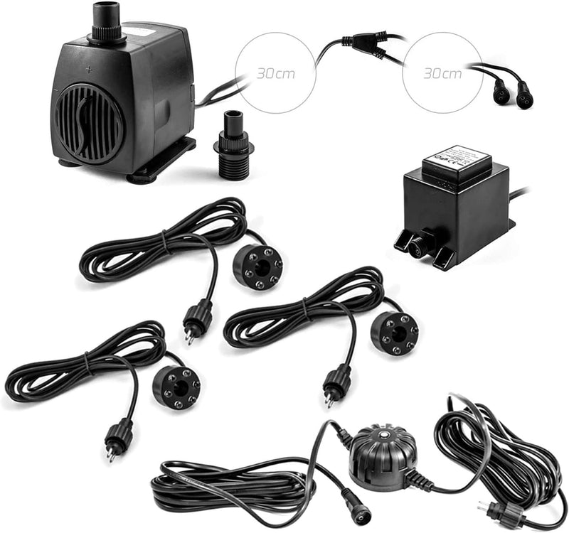 CLGarden Springbrunnen Pumpe SP3-L mit 3x Beleuchtungen und Lichtsensor 1300Liter