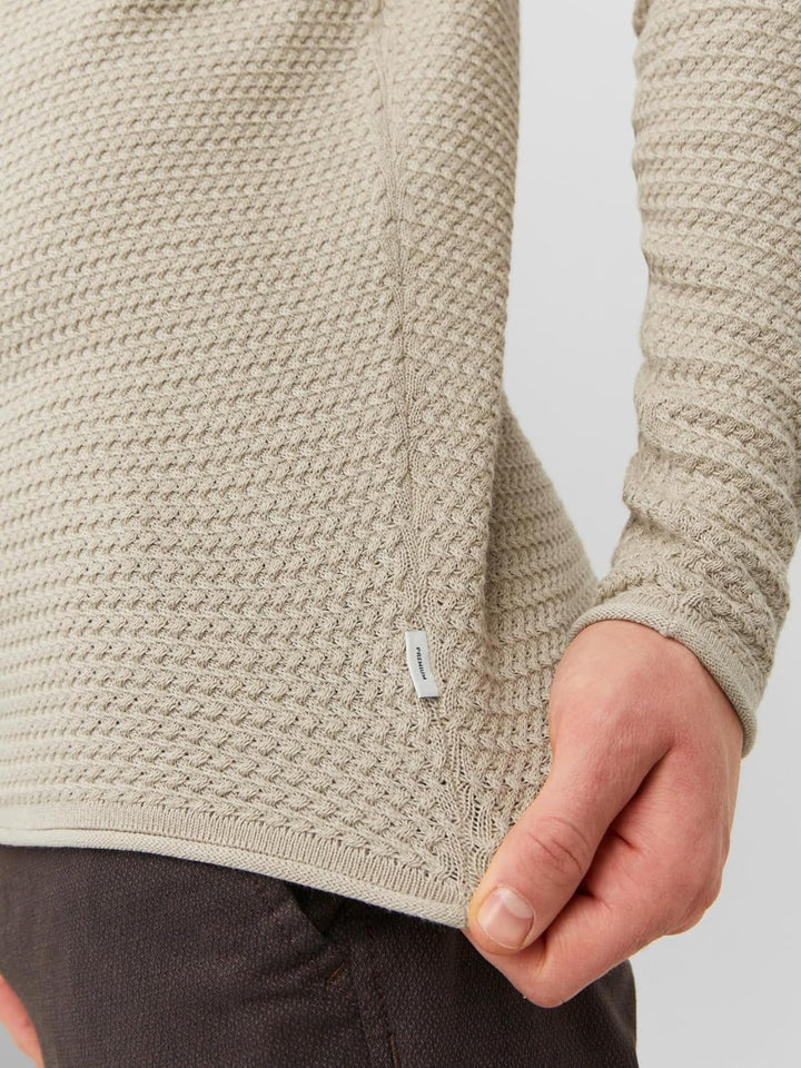 JACK & JONES Male Strickpullover Einfarbig Strickpullover M Island Fossil, M Island Fossil