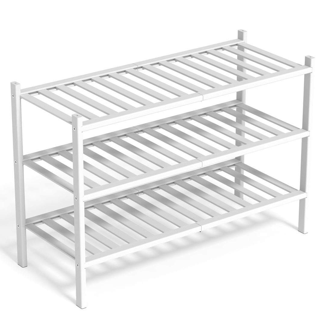 Schuhregal aus Bambus, Schuhablage mit 3 Ebenen, 68 x 28 x 46 cm, Erweiterbar Stapelbar, Schuhschran