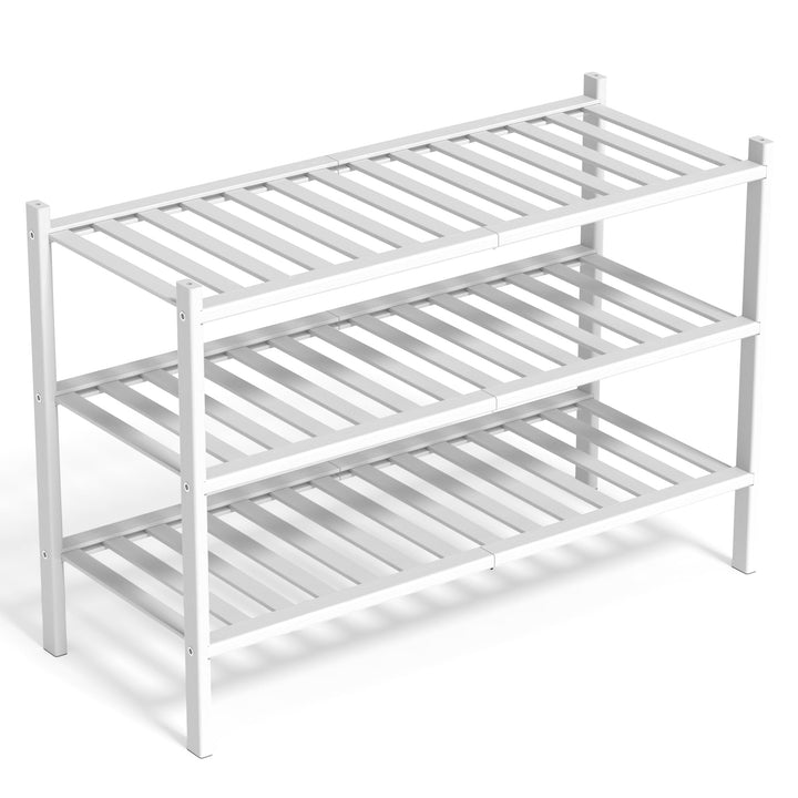 Schuhregal aus Bambus, Schuhablage mit 3 Ebenen, 68 x 28 x 46 cm, Erweiterbar Stapelbar, Schuhschran