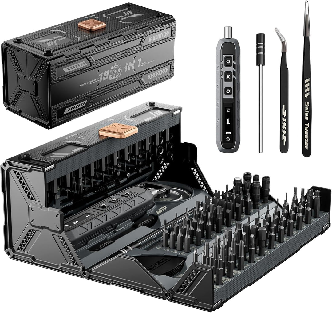 JAKEMY 180 in 1 Electric Screwdriver Set Precision Mechanic Repair Tool Screwdriver Set 3 Gears Torq