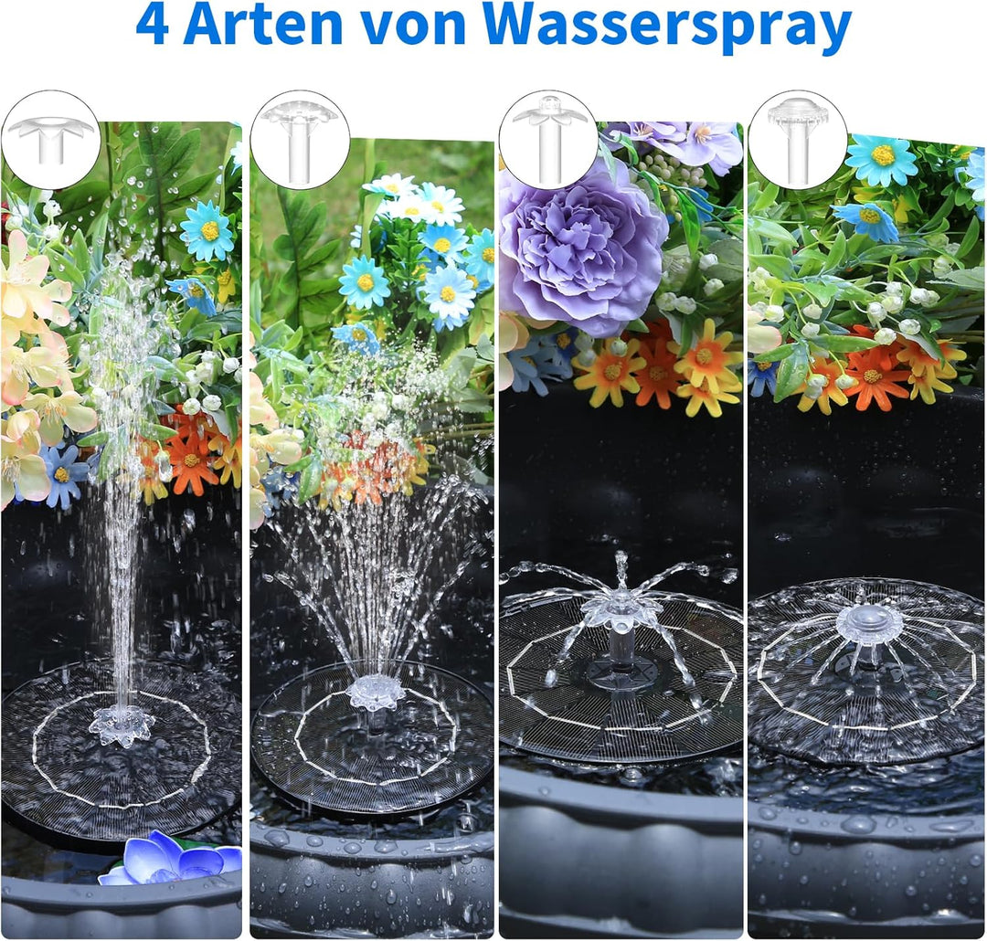 AISITIN 2PCS Solar Springbrunnen für Aussen mit Düsenaufbewahrung, 3,5W Solarbrunnen für Draussen mi