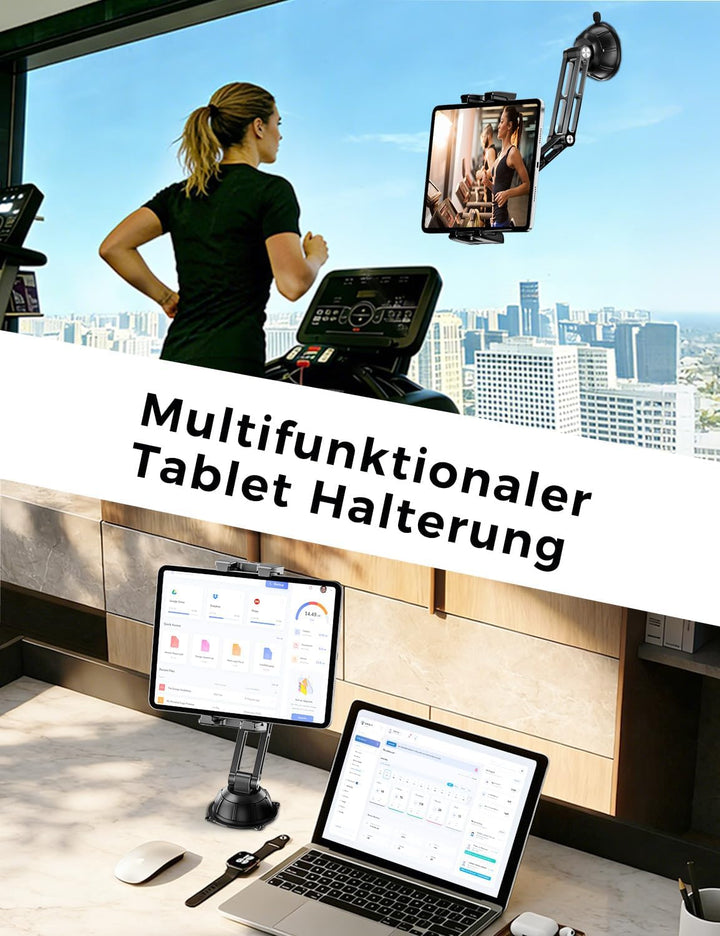 OHLPRO Tablet Halterung Auto Vorne aus Aluminium, iPad Autohalterung Saugnapf für Windschutzsche und