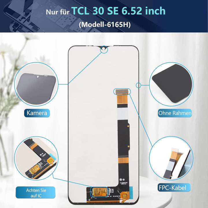 RongZy für TCL 30 SE/30SE 6165H LCD Bildschirmersatz für 30 SE Touchscreen Digitalisierer Display mi
