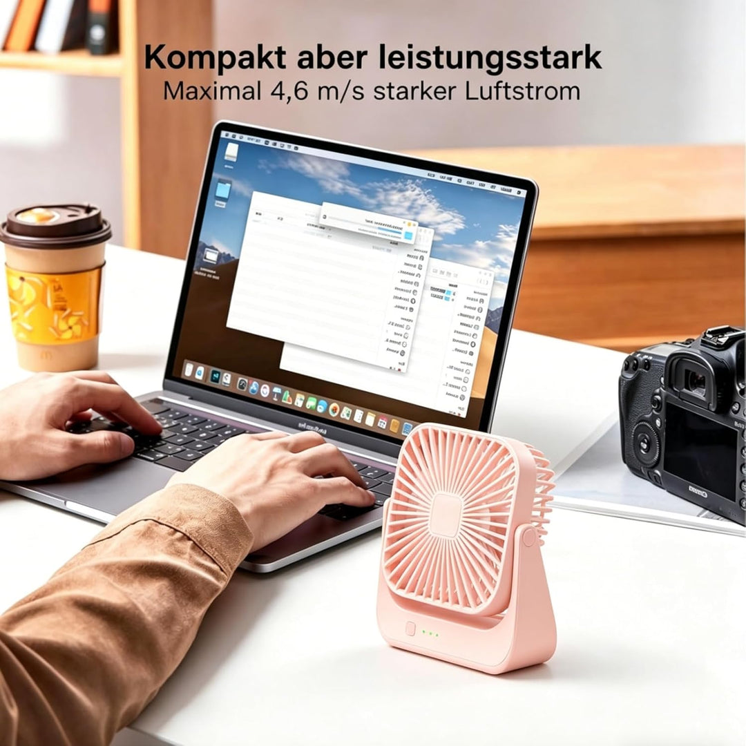 Tragbarer Schreibtischventilator, 4 Geschwindigkeiten persönlicher Desktop-Ventilator, 4000mAh Aufla
