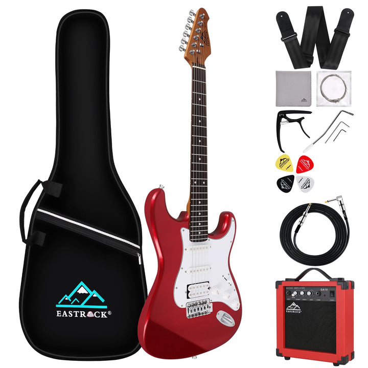 EASTROCK E Gitarre Set E Guitar 39 Zoll Elektrogitarre mit 10-W-Verstärker,Tasche, Kapodaster, Schul