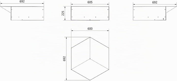 kratki Fire Gamma Gartenfeuerschale freistehend, sechseckig, Abmessungen B69,2 x L60,5 x H22,5 cm, G