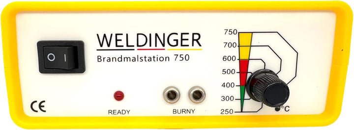 WELDINGER Brandmalstation BS-750 mit Brennspitzenset und Ersatzkolben, Brandmalerei