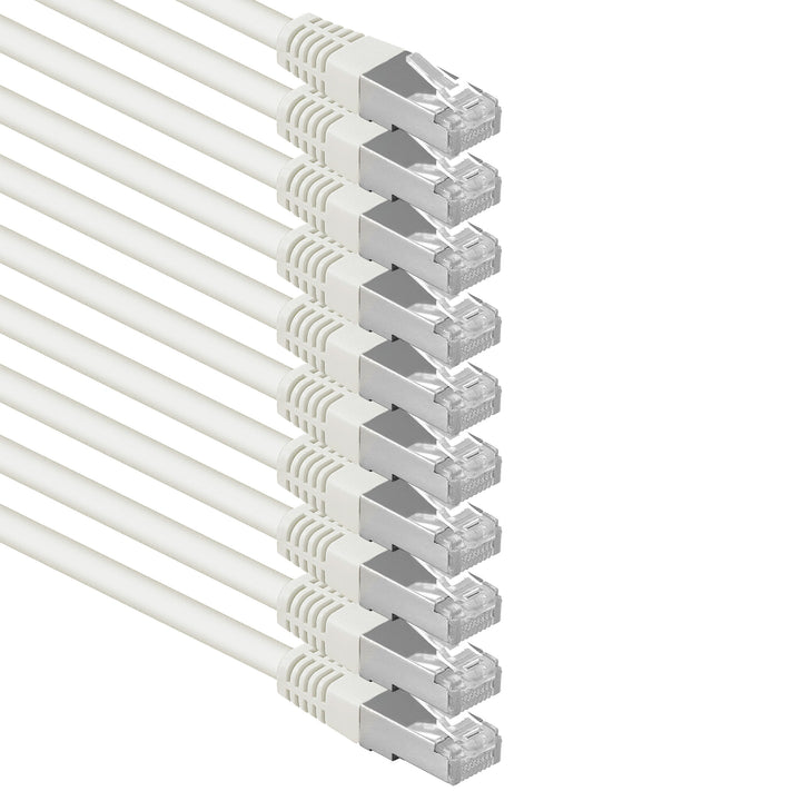 2m weiss - 10 Stück Cat.6 Patchkabel Netzwerkkabel CAT6 S-FTP Gigabit Lan PIMF CAT 6 Kupfer CU Halog