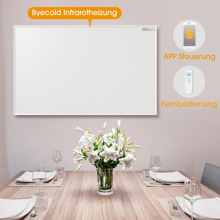 Infrarotheizung mit Thermostat 900 Watt - App Fernbedienung Steuerung - Infrarot Wandheizung - Elekt