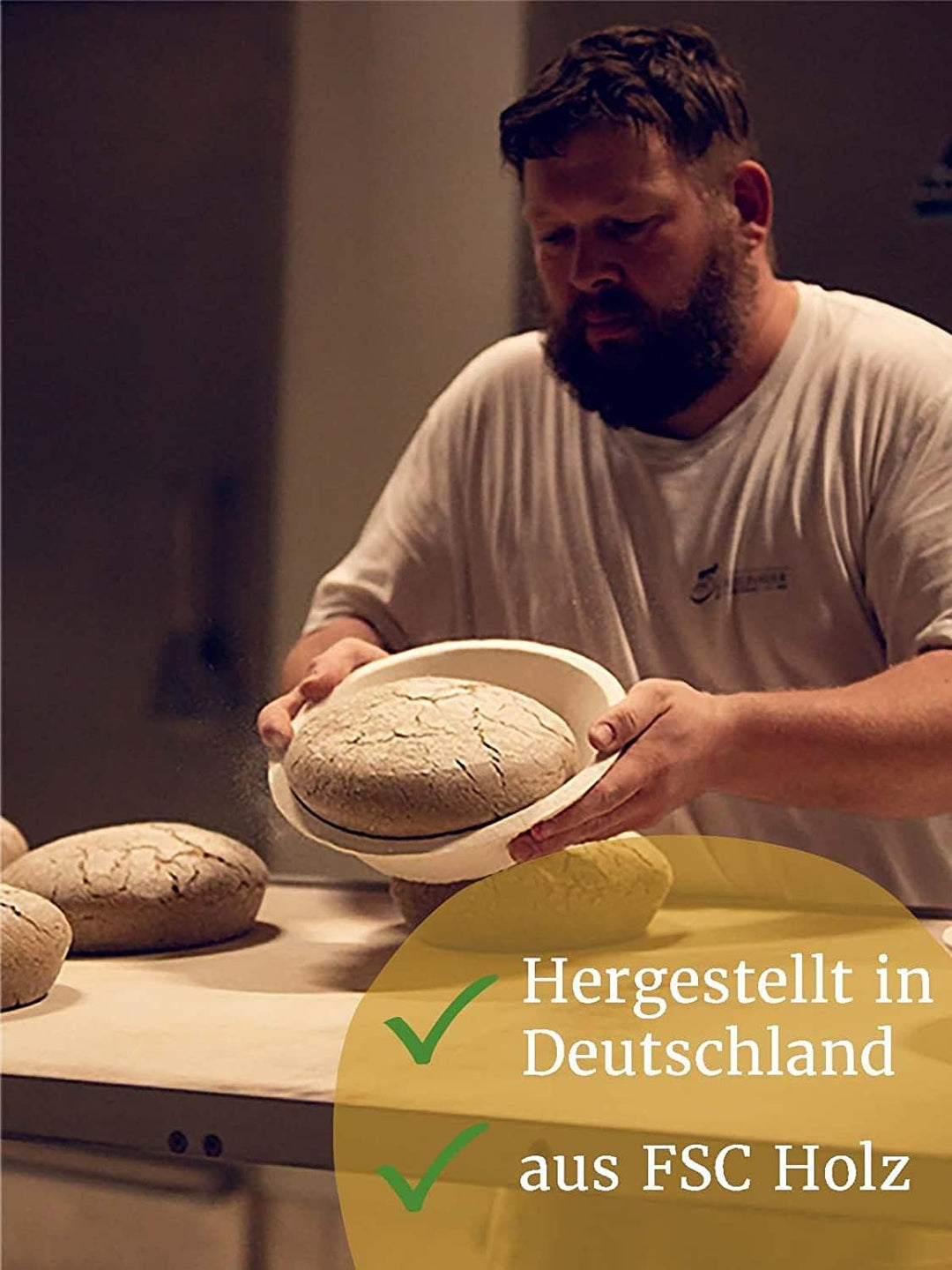Bäckerei Spiegelhauer Gärkörbchen I Teigschaber und Bäckerleinen Gärkörbchen Set Backset Klein, Back